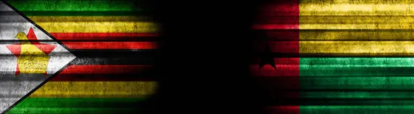 Флаги Зимбабве Гвинеи Бисау Чёрном Фоне — стоковое фото