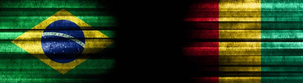 Brazil Guinea Flags Black Background — Stock Photo, Image