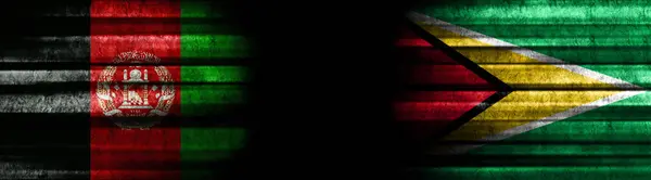 Afghanistan Guyana Bandiere Sfondo Nero — Foto Stock
