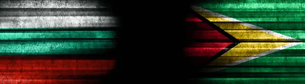 Bulgarije Guyana Vlaggen Zwarte Achtergrond — Stockfoto