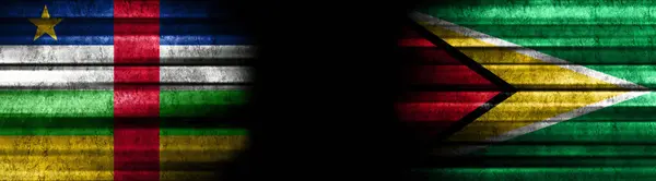 Flagi Republiki Środkowoafrykańskiej Gujany Czarnym Tle — Zdjęcie stockowe