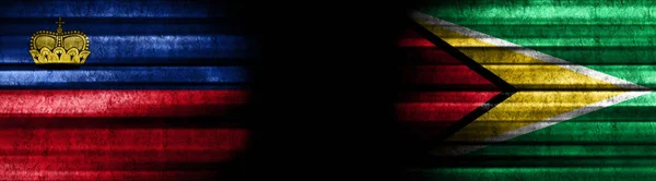Ліхтенштейн Гаяна Прапори Чорному Тлі — стокове фото