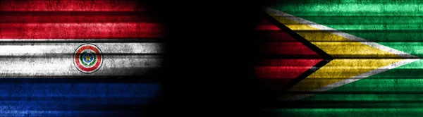 Флаги Парагвая Гайаны Чёрном Фоне — стоковое фото