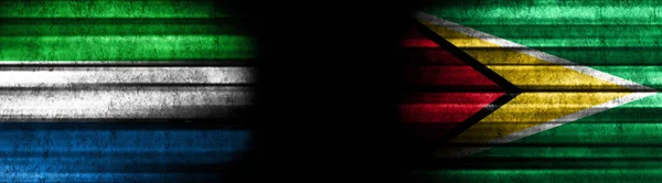 Флаги Сьерра Леоне Гайаны Чёрном Фоне — стоковое фото