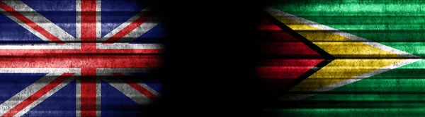 Velká Británie Guyana Vlajky Černém Pozadí — Stock fotografie