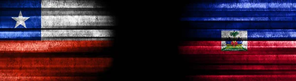 Chile Haiti Flags Black Background — Stock Photo, Image
