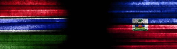 Gambia Haiti Bandiere Sfondo Nero — Foto Stock