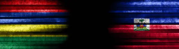 Mauritius Haiti Bandiere Sfondo Nero — Foto Stock