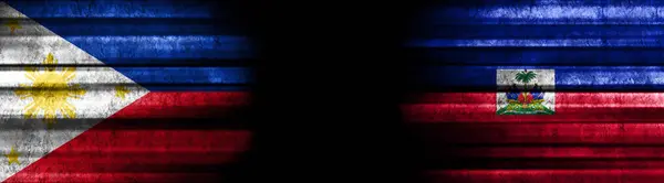 Philippines Haiti Flags Black Background — Stock Photo, Image