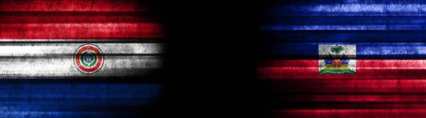 Paraguay Haiti Flags Black Background — Stock Photo, Image