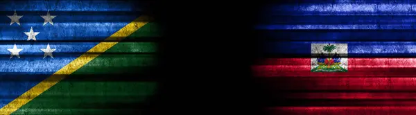 Solomon Islands and Haiti Flags on Black Background