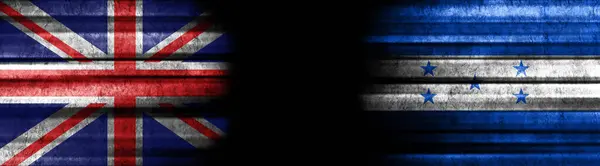 Banderas Del Reino Unido Honduras Sobre Fondo Negro — Foto de Stock
