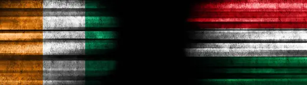 Pobřeží Slonoviny Vlajky Maďarska Černém Pozadí — Stock fotografie