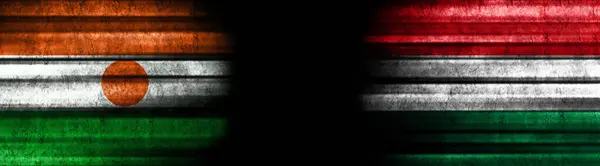 Niger Hungary Flags Black Background — Stock Photo, Image