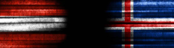 Флаги Австрии Исландии Чёрном Фоне — стоковое фото