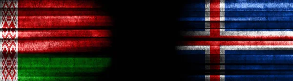 Bielorrússia Islândia Bandeiras Fundo Preto — Fotografia de Stock