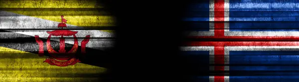 文莱和冰岛黑底国旗 — 图库照片