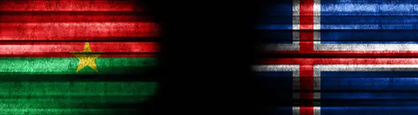 Burkina Faso Islandia Banderas Sobre Fondo Negro —  Fotos de Stock