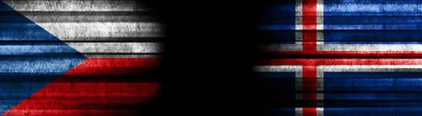 Tsjechië Ijsland Vlaggen Zwarte Achtergrond — Stockfoto
