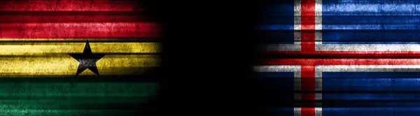 Гана Ісландія Прапори Чорному Тлі — стокове фото