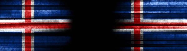 Флаги Исландии Исландии Чёрном Фоне — стоковое фото