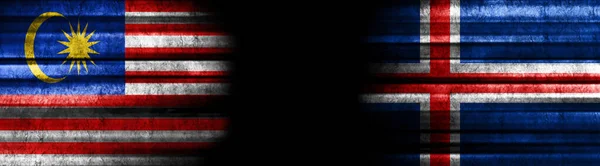 Malaysia Iceland Flags Black Background — Stock Photo, Image