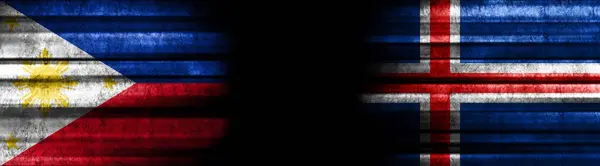 Philippines Iceland Flags Black Background — Stock Photo, Image