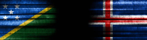 Solomon Islands and Iceland Flags on Black Background