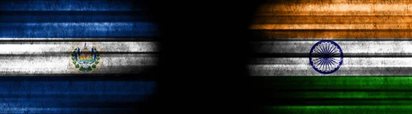 Флаги Сальвадора Индии Чёрном Фоне — стоковое фото
