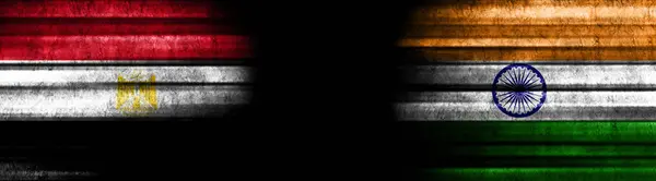 Флаги Египта Индии Чёрном Фоне — стоковое фото