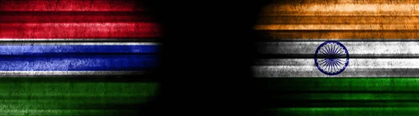 Gambia India Bandiere Sfondo Nero — Foto Stock