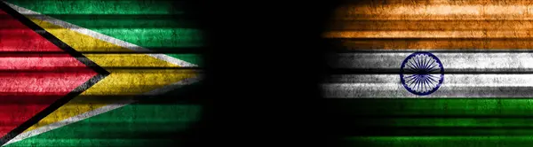 圭亚那和印度黑底国旗 — 图库照片