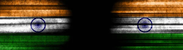 Indie Indie Vlajky Černém Pozadí — Stock fotografie