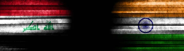 Banderas Irak India Sobre Fondo Negro — Foto de Stock