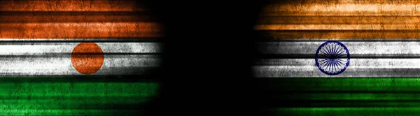 Niger India Flags Black Background — Stock Photo, Image