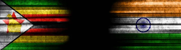 Флаги Зимбабве Индии Чёрном Фоне — стоковое фото
