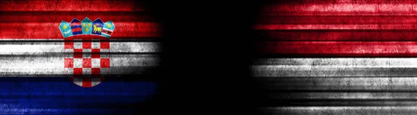 Хорватія Індонезія Прапори Чорному Тлі — стокове фото