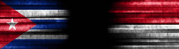 Куба Індонезія Прапори Чорному Тлі — стокове фото