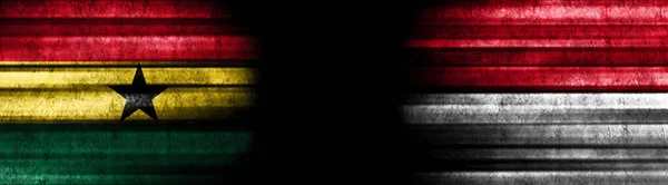 Flagi Ghany Indonezji Czarnym Tle — Zdjęcie stockowe