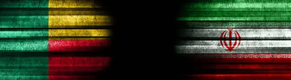Флаги Бенина Ирана Чёрном Фоне — стоковое фото