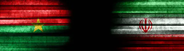 Burkina Faso Irán Banderas Sobre Fondo Negro —  Fotos de Stock
