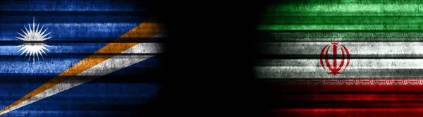 Marshall Islands Iran Flags Black Background — Stock Photo, Image