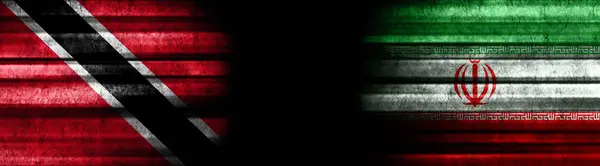 Σημαίες Του Τρινιντάντ Και Τομπάγκο Και Του Ιράν Μαύρο Φόντο — Φωτογραφία Αρχείου