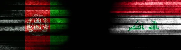 Afghánistán Irácké Vlajky Černém Pozadí — Stock fotografie