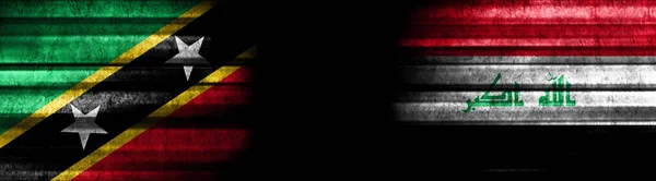 Сент Кітс Невіс Ірак Прапори Чорному Тлі — стокове фото