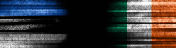 Estonia Ireland Flags Black Background — Stock Photo, Image