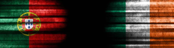 Portogallo Irlanda Bandiere Sfondo Nero — Foto Stock