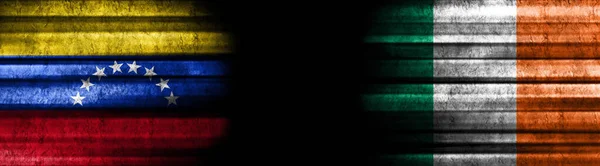 Venezuela and Ireland Flags on Black Background
