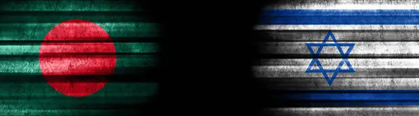 Banderas Bangladesh Israel Sobre Fondo Negro — Foto de Stock