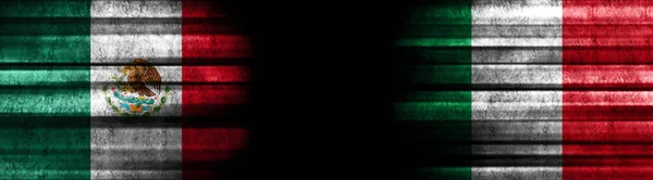 Mexico Italy Flags Black Background — Stock Photo, Image